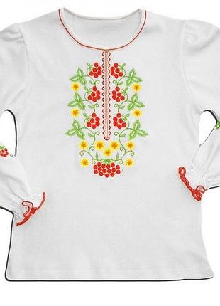 Вышиванка для девочки "калинка", рост 98, цвет белый