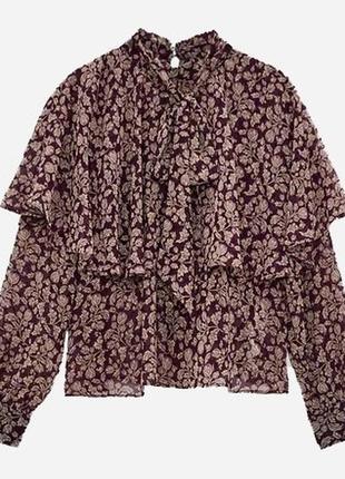 Zara блуза в цветочный принт s