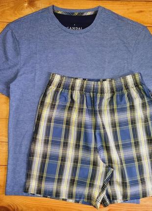 Мужская летняя пижама (домашний костюм), размер s, цвет синий3 фото