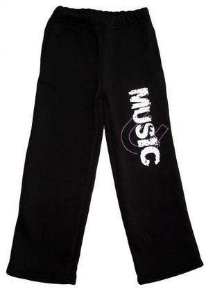 Теплые брюки для мальчика "music", рост 122, цвет черный