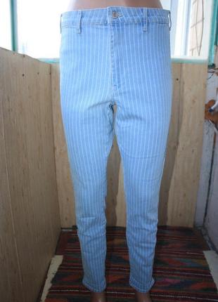 Стильные светлые джинсы скинни в полоску1 фото