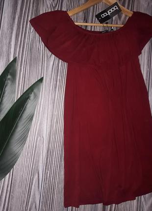 Бордовое платье сарафан из вискозы boohoo #1882 фото