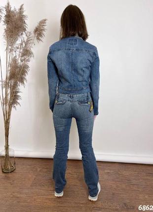 Джинсовая женская куртка и джинсы, жіночий костюм джинсова курточка + джинси5 фото