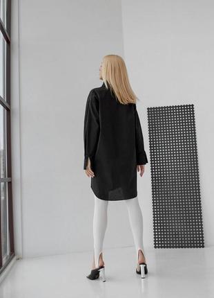 Модная длинная черная женская рубашка на пуговицах из натуральной ткани 42-44, 44-46, 46-487 фото