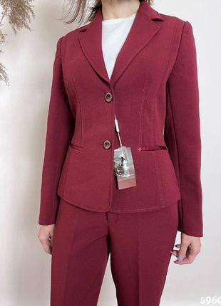 Костюм деловой женский бордо, бордовий костюм жіночий піджак, спідниця і штани3 фото