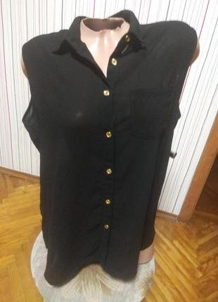 Блуза безрукавка классика,майка шифоновая блузка