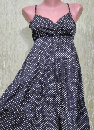 Супер платье- сарафан, свободный крой (можно для беременных)чёрное в белый горошек/h&m5 фото