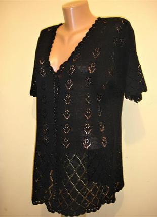 Ажурная кофта -кардиган с коротким рукавом  "oscar "