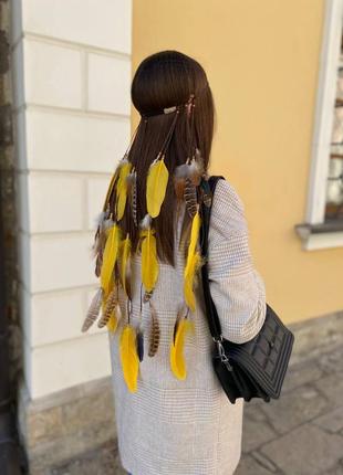 Повязка с перьями на голову. пов’язка з пір’ям на голову6 фото