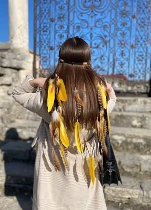 Повязка с перьями на голову. пов’язка з пір’ям на голову2 фото