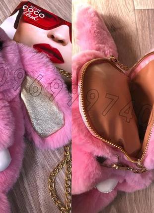 🐰 сумка-рюкзак 🐰 розовый меховой💕  кролик "rex fendi" (зайка, зайчик) как игрушка2 фото