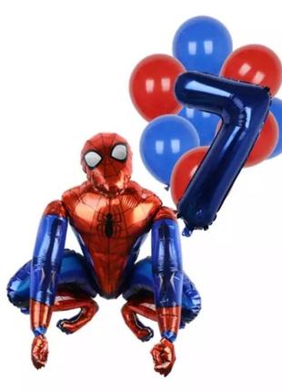 Кульки людина павук і кулька цифра 7 - у наборі 12 кульок, розмір не вказаний