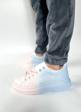 😻 новинка жіночі пастельні рожеві блакитні кросівки весна літо демісезонні круті кросівки в стилі маквин рожеві блакитні пастельні brand pink/blue6 фото