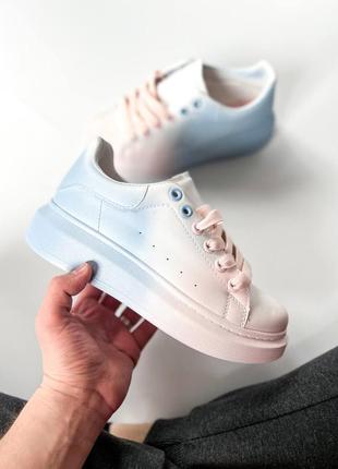 😻 новинка жіночі пастельні рожеві блакитні кросівки весна літо демісезонні круті кросівки в стилі маквин рожеві блакитні пастельні brand pink/blue7 фото