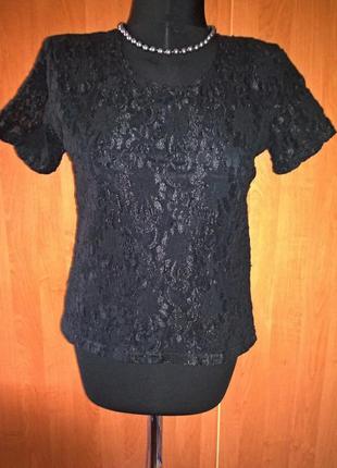 Футболка гіпюрова 48р.чорна