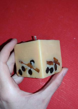 Свічка куб з натурального соєвого воску кавовий аромат свеча восковая5 фото