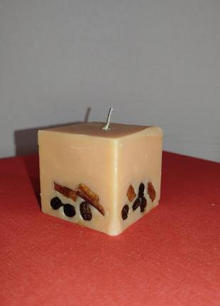 Свічка куб з натурального соєвого воску кавовий аромат свеча восковая1 фото