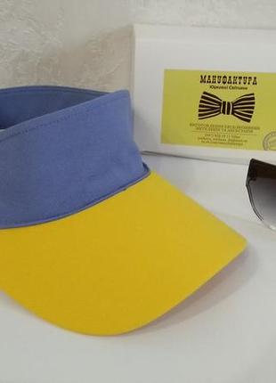 Кепка жовто-блакитна. козырек солнцезащитный. летняя кепка от солнца.1 фото