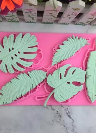 Молд "листья, перышки" - размер молда 20*12см, силикон