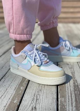 Женские кожаные кроссовки nike air force shadow glacier blue #найк