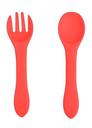 Тарелка силиконовая на присоске с приборами красная tg2-y06