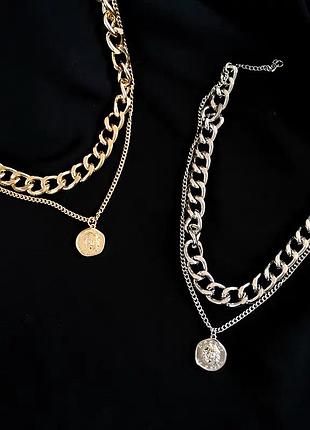 В наличии модное стильное ожерелье в серебрянном цвете новое