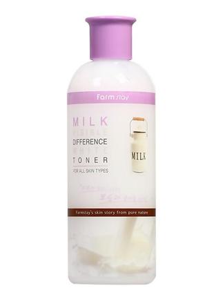 Освітлюючий тонер з молочними протеїнами farmstay visible difference white toner milk1 фото