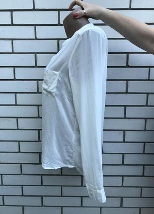 Біла,легка блузка,сорочка з шкіряним кишенею віскоза bershka4 фото