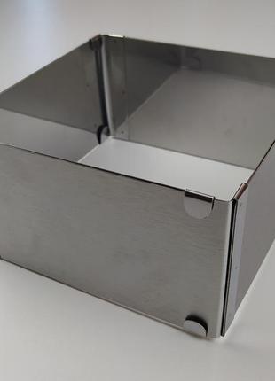 Кондитерська розсувна форма для випічки прямокутна, нержавіюча сталь 16 см*16 см, h - 8.5 см