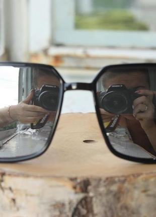 Скидка! очки солнцезащитные лисички зеркальные в чёрной оправе4 фото