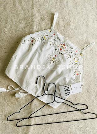 Топ прошва/вышивка на шнуровке zara