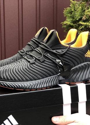 Мужские кроссовки adidas alphabounce instinct (чёрные с оранжевым)  #адидас