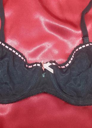 Идеальный чёрный чорний розовый пудровый кружевной винтажный сексуальный бюстгальтер лифчик без паролона с косточками чашка с д с вышивкой3 фото