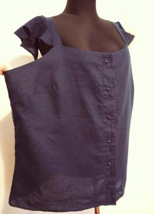 Большой размер 100% лён фирменная льняная блузка батал с воланами роскошного цвета супер качество!!!3 фото