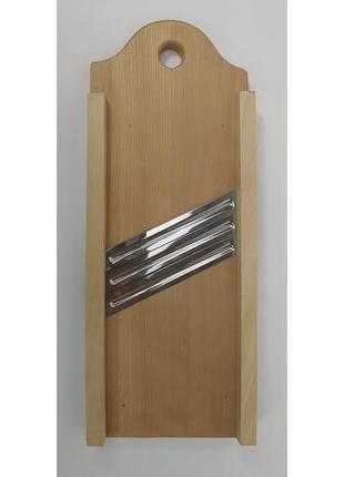 Ручна дерев'яна шатківниця для капусти з трьома ножами, розмір 43 см * 15.5 см.1 фото
