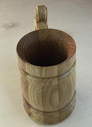 Деревянная пивная рифленная кружка  из кусочков( дуба,ясына,бука) (0.5 л.).3 фото