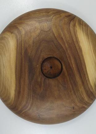 Деревянная тарелка менажница для подачи блюд орех d 29 см, высота 3.6 см.5 фото