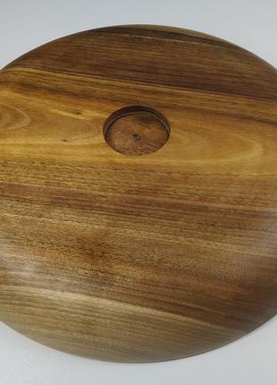 Деревянная тарелка менажница для подачи блюд орех d 33 см, высота 4 см.5 фото