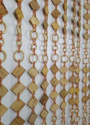 Дерев'яні штори на дверний отвір "ромб" ширина 1 м, висота 2 м.