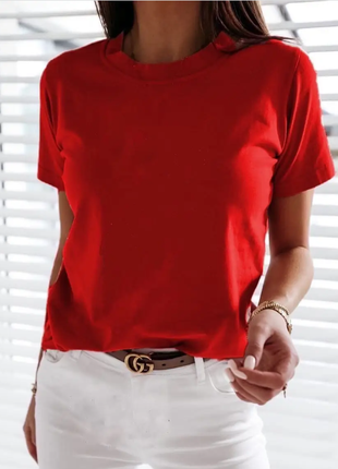 Женская базовая футболка однотонная хлопок 42-46 48-50 7цветов bel2110-2437sве
