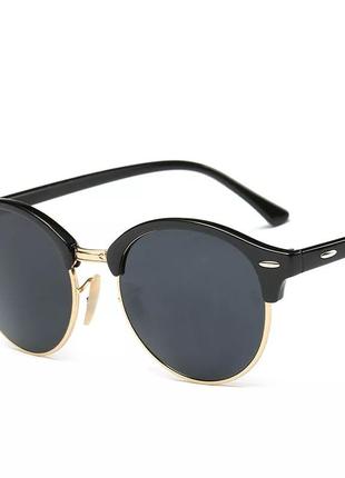 Солнцезащитные очки  клабмастер круглые с черной линзой8 фото