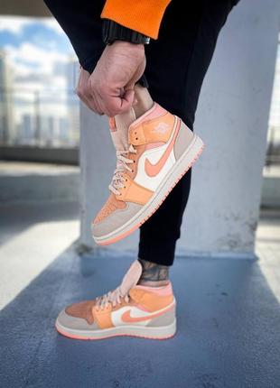 Кроссовки nike air jordan 1 mid apricot orange new2 фото