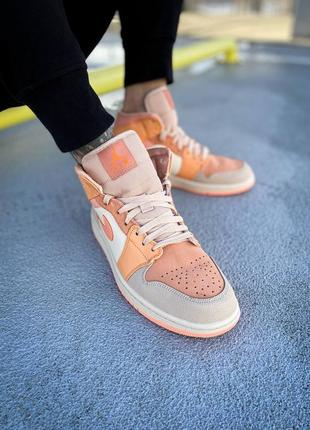 Кроссовки nike air jordan 1 mid apricot orange new3 фото