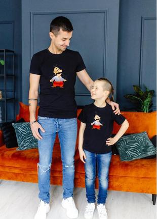 Комплект патріотичних футболок для тата і сина  "українські козаки"