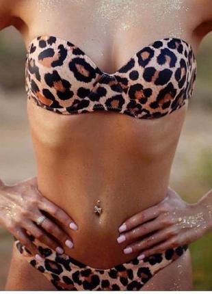 Леопардовый купальник с пуш-ап и бразилианами8 фото