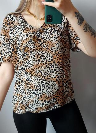 Футболка леопардовая легкая блуза блузка леопард батал большой размер распродажа розпродаж