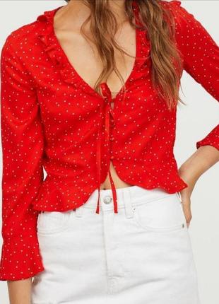 Червона річна блуза h&m2 фото