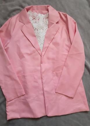 Тонкий рожевий піджак2 фото