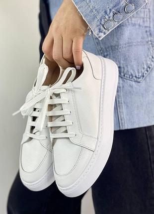 Шкіряні кеди жіночі білі кросівки натуральна шкіра кожаные кеды женские  белые кроссовки натуральная кожа