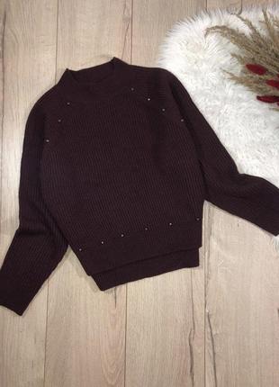 Бордовий светр, кофта з трішки подовженою спинкою від new look!1 фото